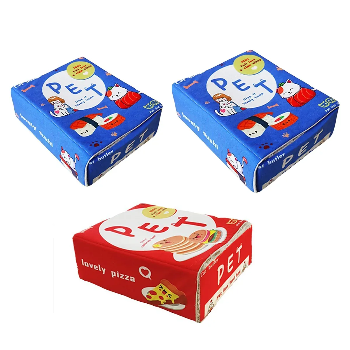 Rectangular Cookie Box Pet Bed for Cats Dogs Cat Bed Kitten Puppy Soft Pet House - Red M — image 3