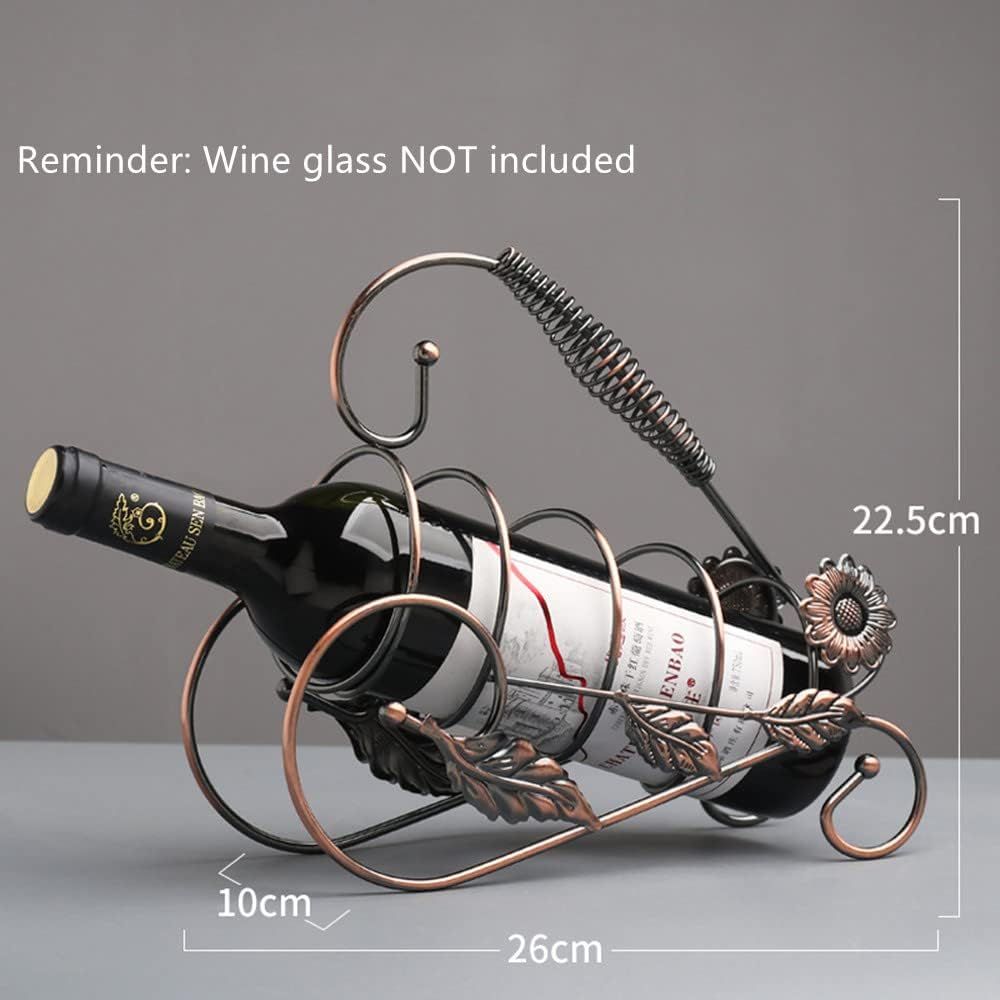 Creative Wine Holder Stainless Steel Wine Rack Bottle Holder Novelty Gift for Kitchen Home Table Decor (Bronze - Flower)