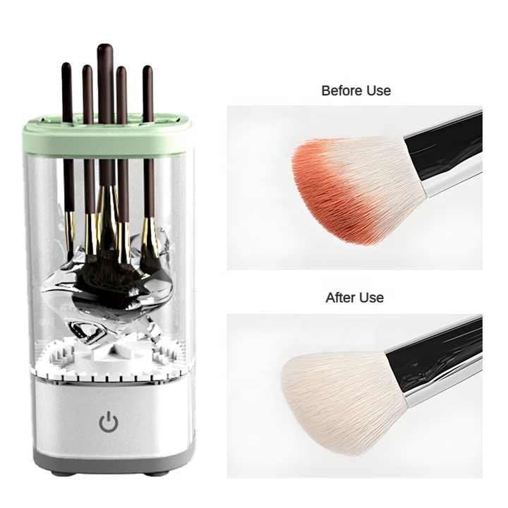 White Electric Makeup Brush Cleaner and Dryer – USB Automatic Household Cleaning Device with UV Sterilization and Fast Drying Function — image 4