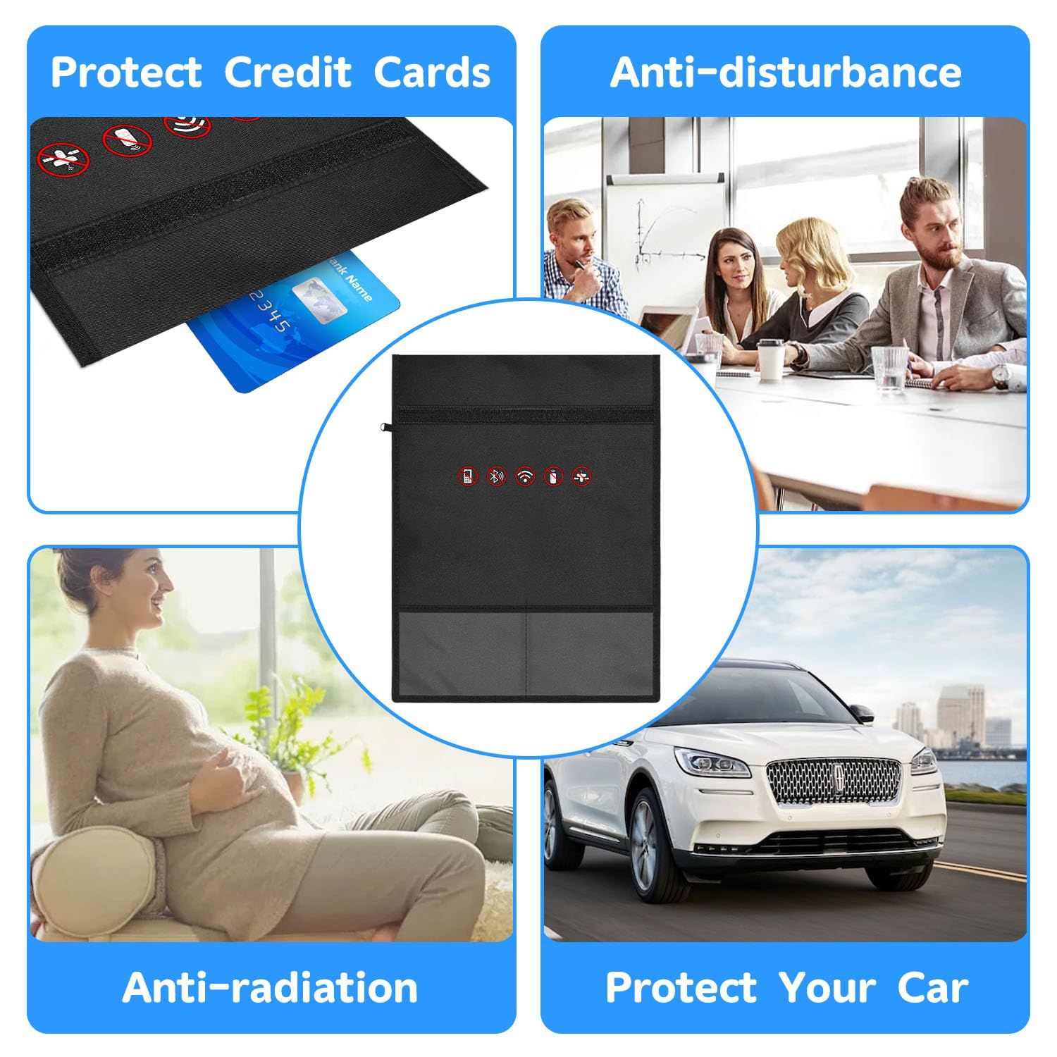 RFID Signal Blocking Bag Shielding Cage Pouch Wallet Case for Cell Phone Privacy Protection, Anti-Spying Pouch (Large) — image 3