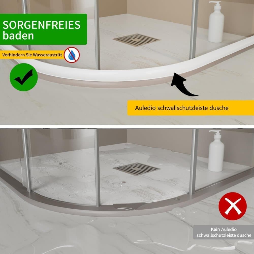 2M Flexible Silicone Shower Threshold Water Barrier, 3 cm high, Gray, Prevent Splashes — image 4