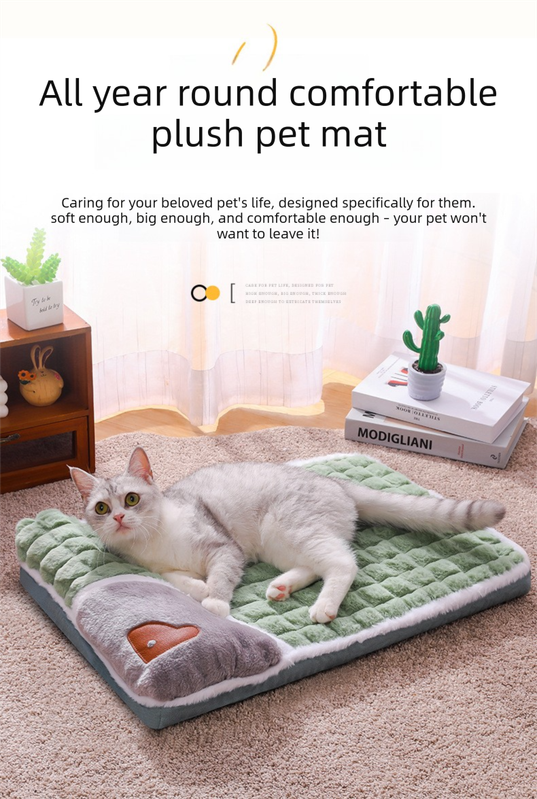 Thickened Pet Sofa Bed XXL Size 100x70cm Green Dog Mat with Integrated Pillow Soft Washable Sleeping Pad for Dogs and Cats All Season Comfort — image 2