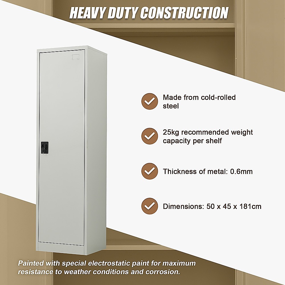 Single-Door Metal Tall Cabinet Shelf Storage for Home Office Gym โ image 6