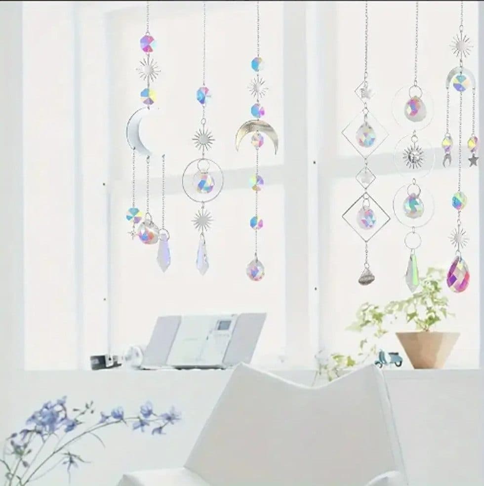 Solar Wind Chimes 6-pack with Crystal Pendants, Reflects Light for Beautiful Patterns, 12 inches, Gold — image 6
