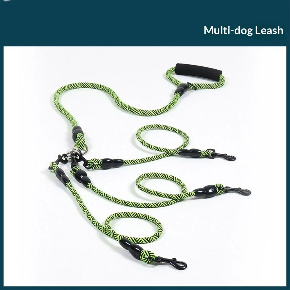 3 Dog Leash No Tangle, Heavy Duty Splitter Coupler, Reflective Strong Triple Multi Way Lead Split, Soft Padded Handle, for Walking Three Medium Large Dogs That — image 5
