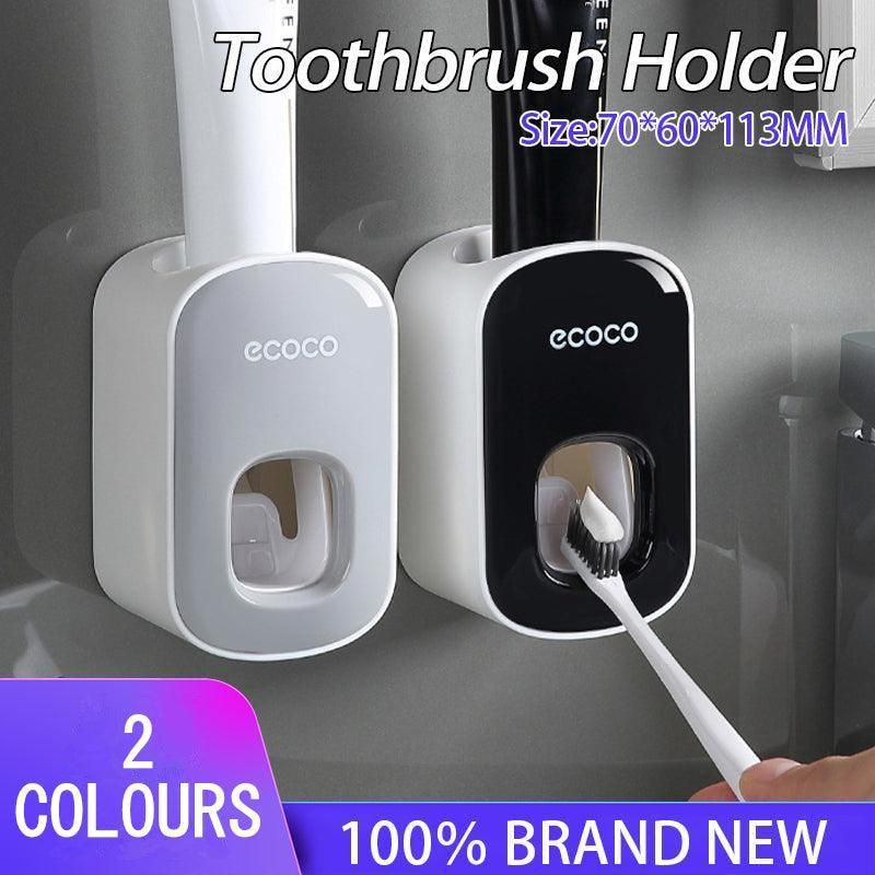 Ecoco Wall Mount Auto Ands Free Toothpaste Dispenser Automatic Toothpaste Squeez - Grey β image 2