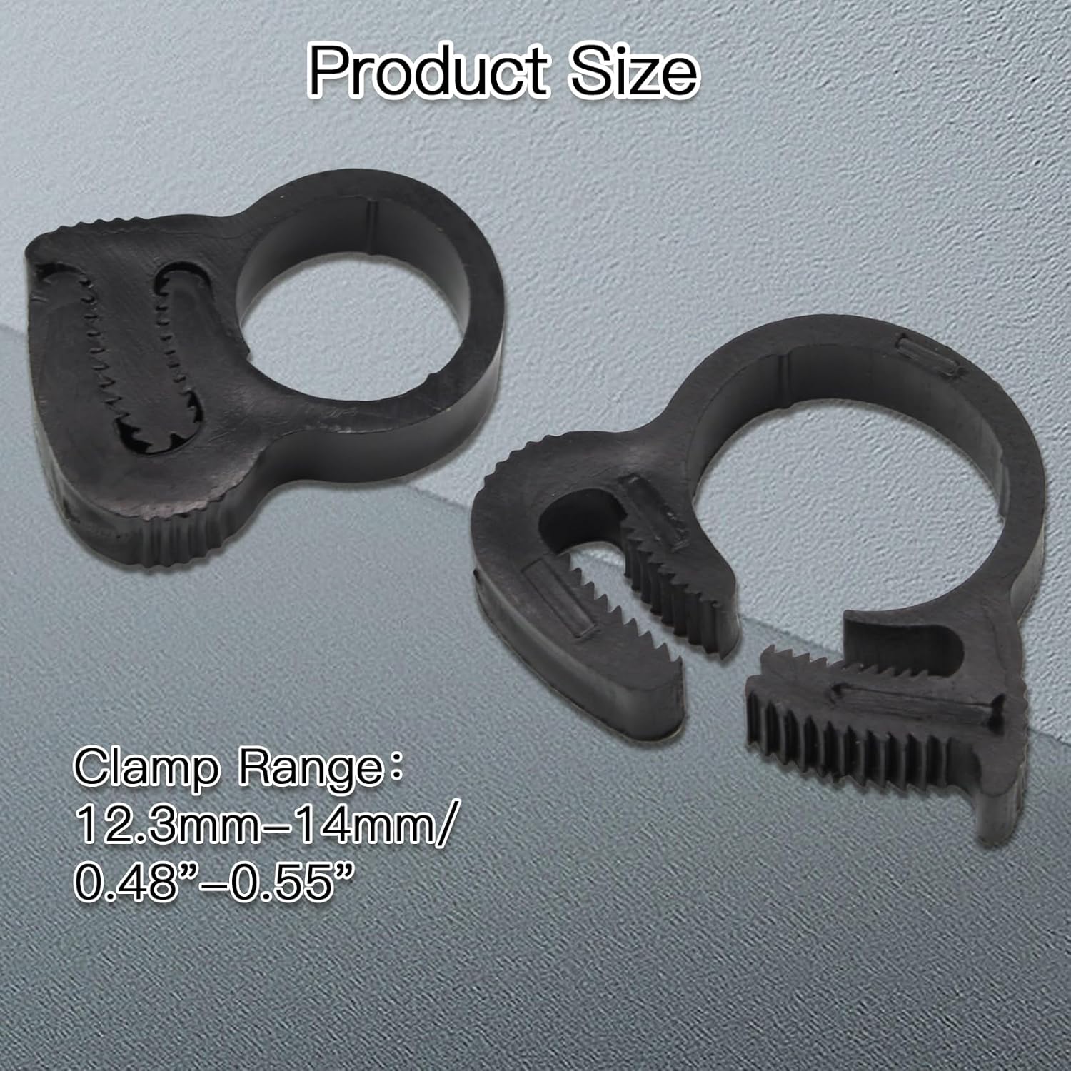 Biaungdo 20 Pack Black Double Gripping Nylon Hose Clamps, 12.3-13.3 mm Heavy Duty Snap Grip Plastic Clamps Adjustable Ratcheting Clamp — image 2