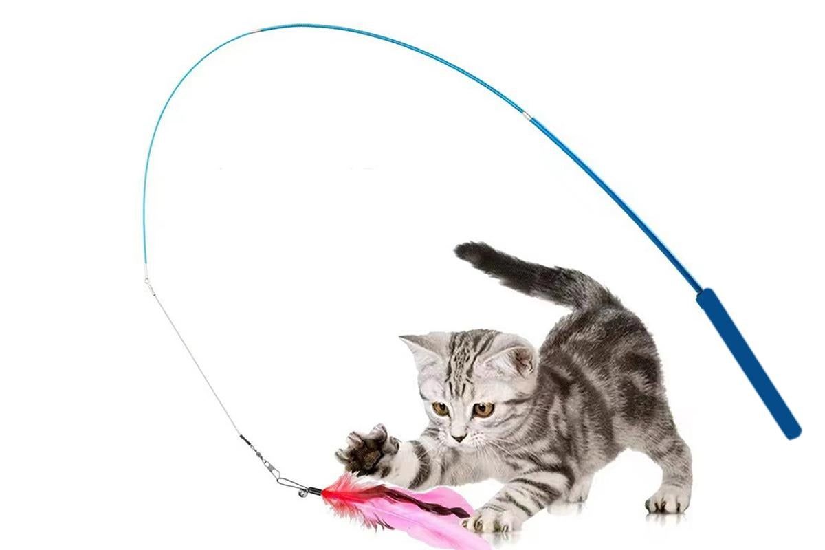 12Pcs Kitten Cat Feather Toy Bell Wand Teaser Rod Interactive Play Pet Toy β image 4