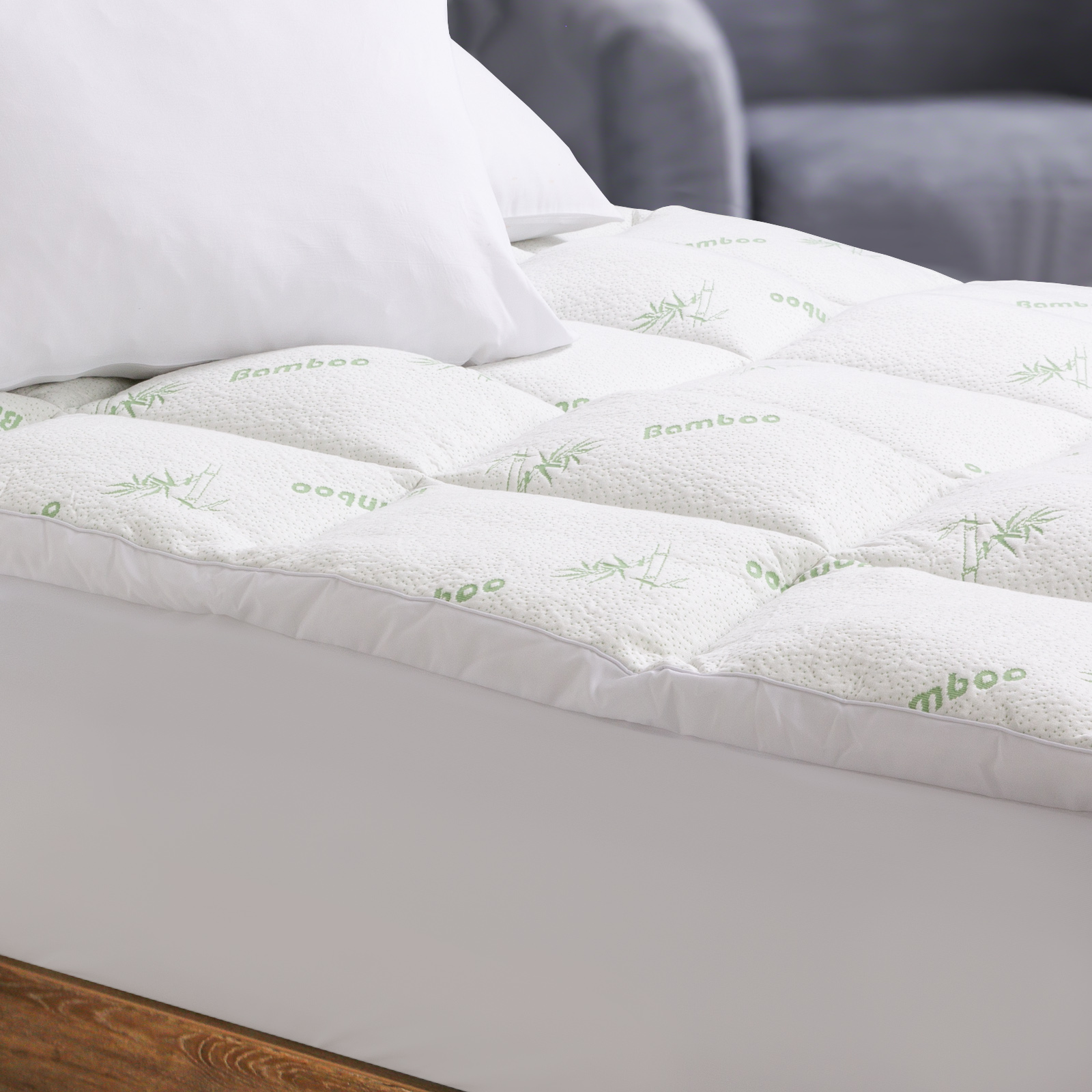 Royal Comfort 1000GSM Luxury Bamboo Covered Mattress Topper Ball Fibre Gusset - Single - White โ image 4