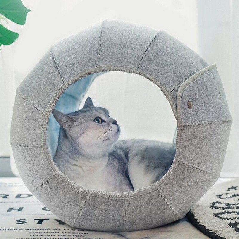 Cat Toy House Condos, Beds for Indoor Cats, Soft Cat Cave Tunnel Play, Blue — image 2