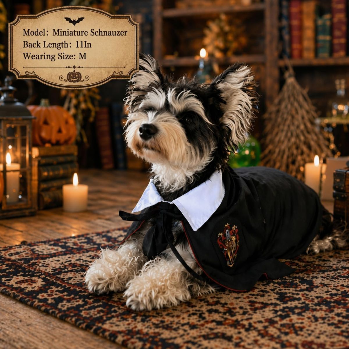 Halloween Pet Costume Dog Wizard Costume Cat Wizard Costume Pet Cosplay Pet - Black-Red - Size L — image 2