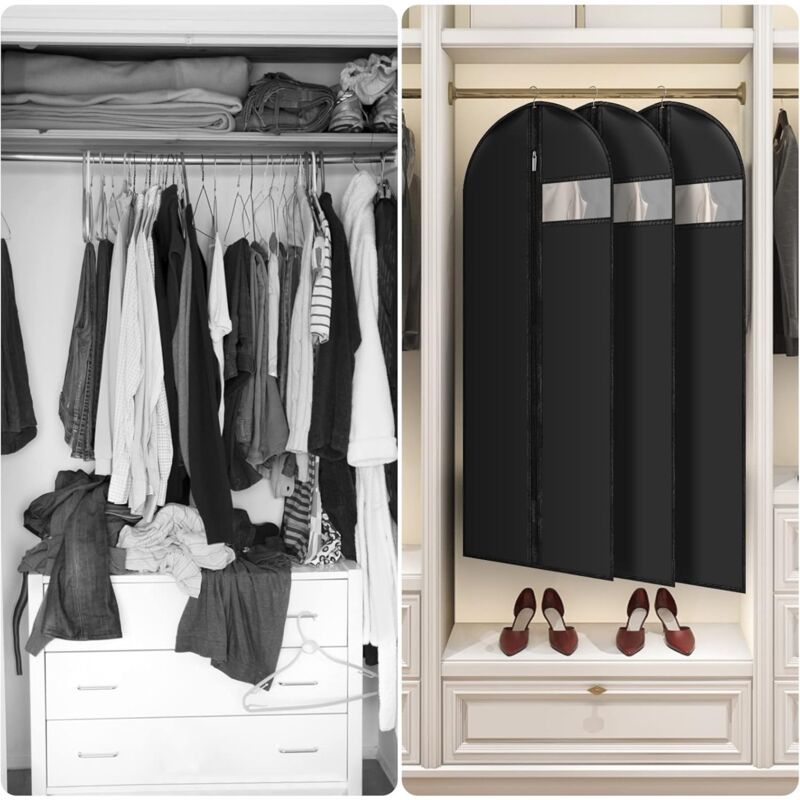 Garment Covers 60 × 140 Cm Pack Of 6, Waterproof Dustproof Clothes Cover With Zip, Hanging Garment Cover For Storage Of — image 2