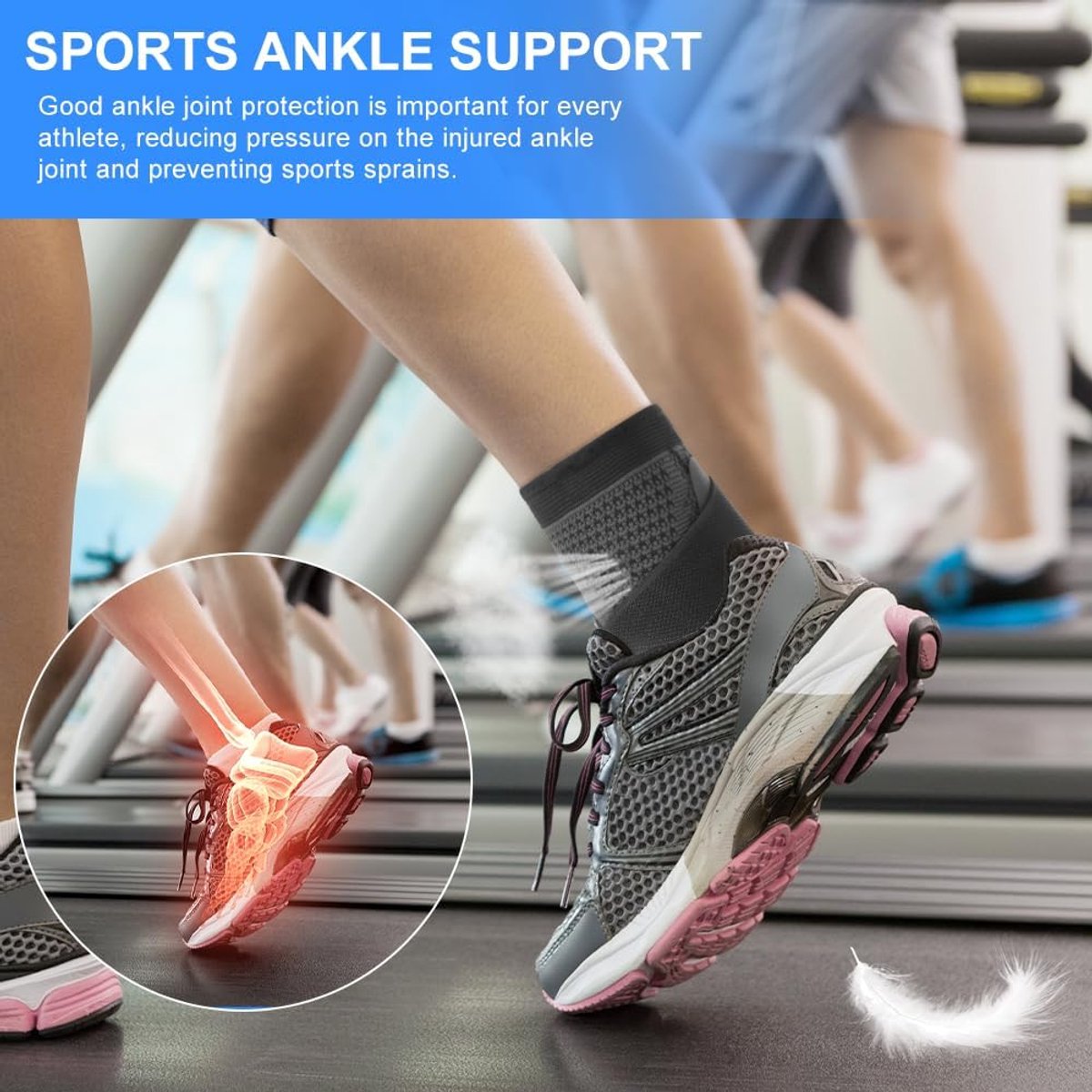 pair - Ankle brace - Ankle support - Ankle bandage - Foot brace - Upper neck circumference 26 cm - for damaged ligaments and sprained ankle - support strap for — image 5