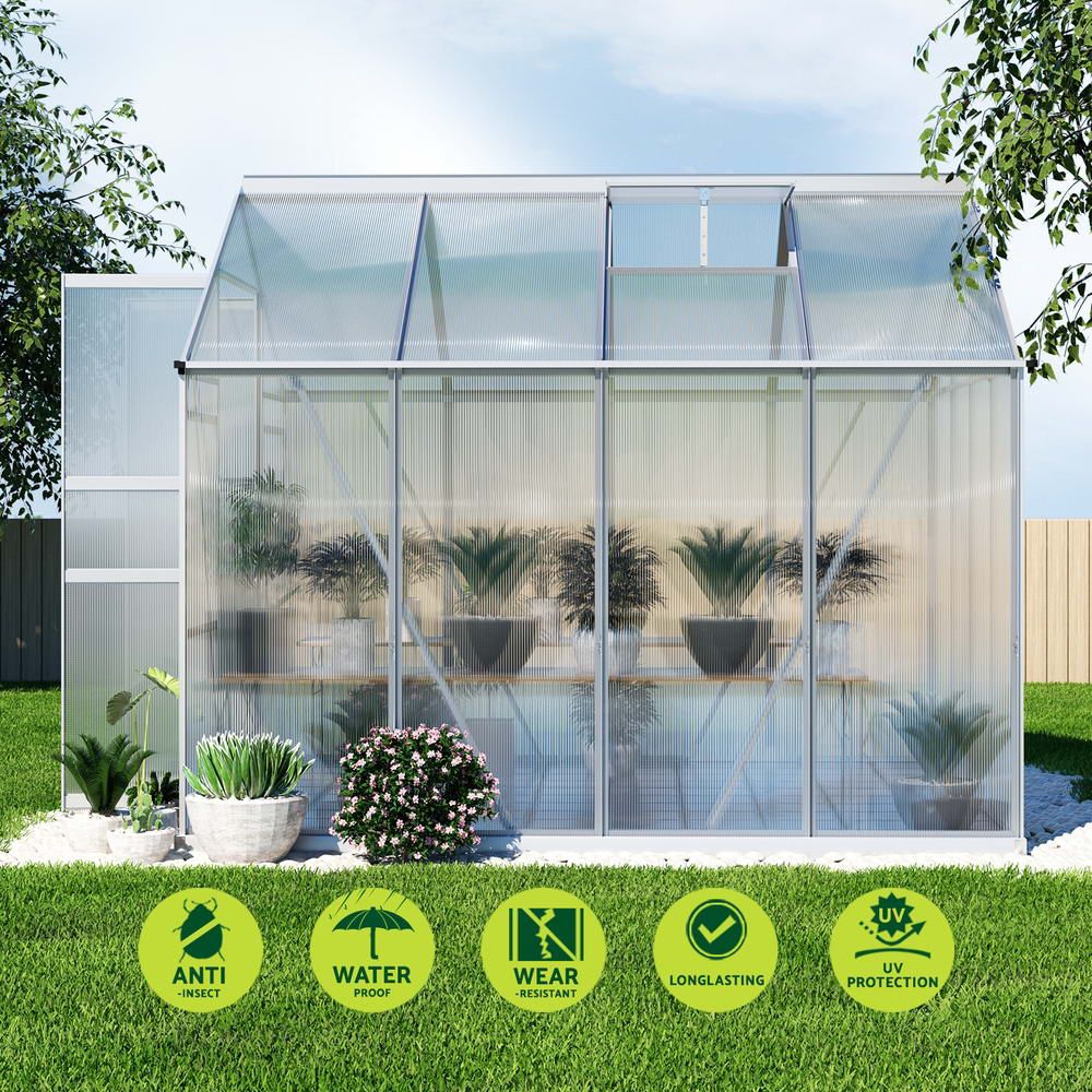 Green Fingers Greenhouse 2.42x2.5x2.26M Aluminium Double Doors Green House Garden Shed โ image 4