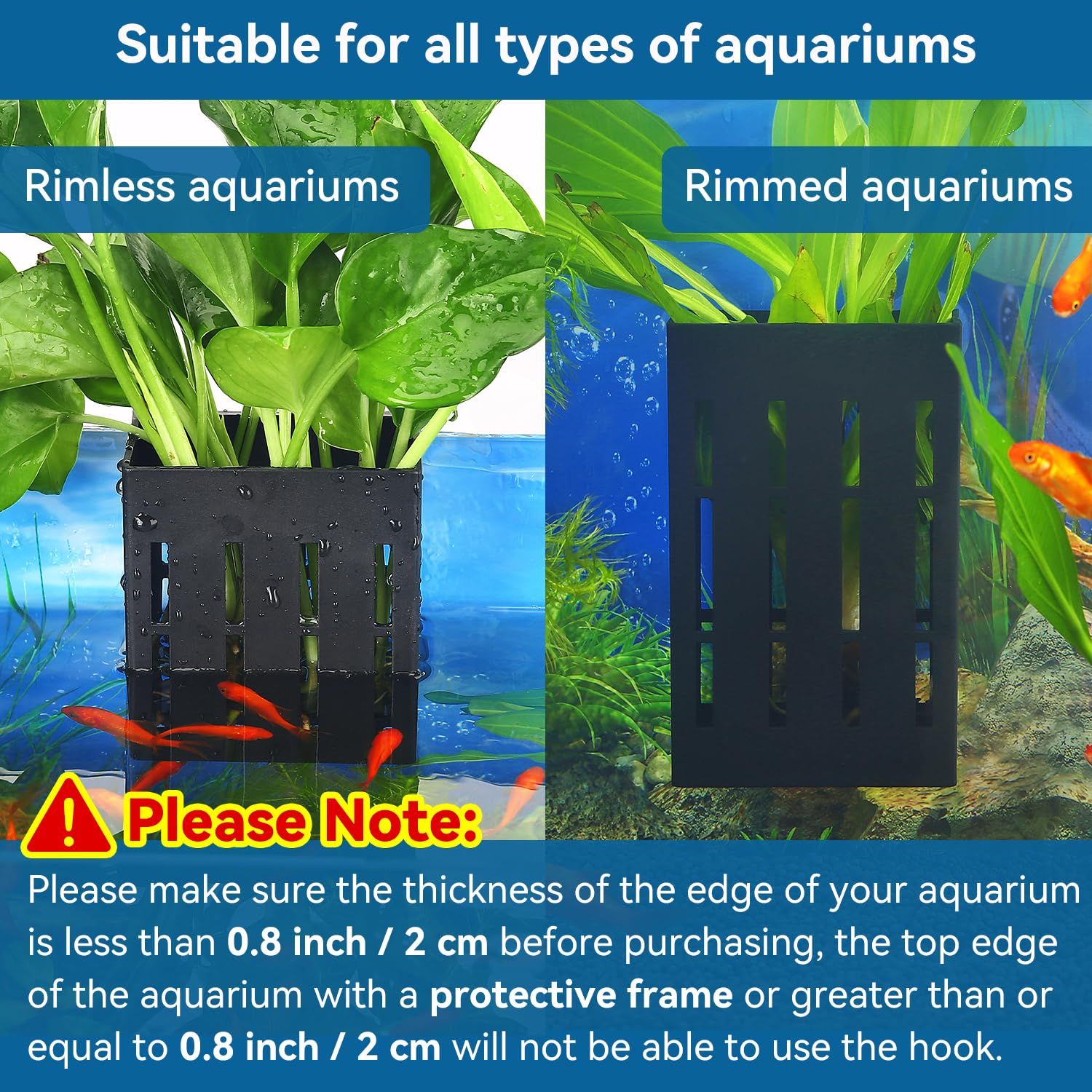 Upgraded Aquarium Plant Holder with Hooks Cups for Fish Tank Aquaponic Plant Cultivation and Aquascape Decorations (Black) — image 4