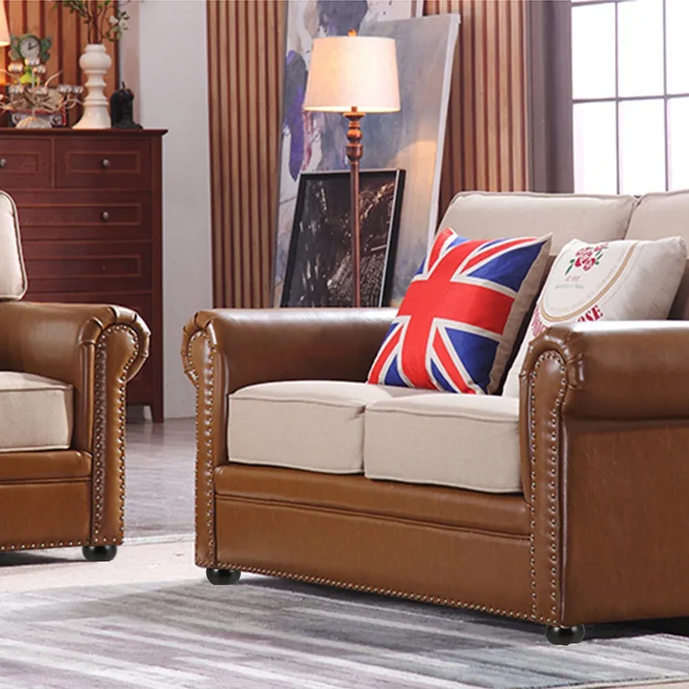 4 Pcs Round Bun Furniture Legs, Solid Eucalyptus Wood Replacement Sofa Feet, Black 2 Inch โ image 5
