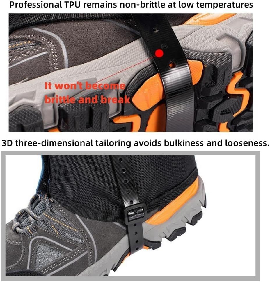 Green Breathable Nylon Waterproof Hiking Leg Gaiters and Snow Boot Gaiters (Fleece Lining) - Unisex Adjustable Sand & Mud Protection for Mountaineering & โ image 6