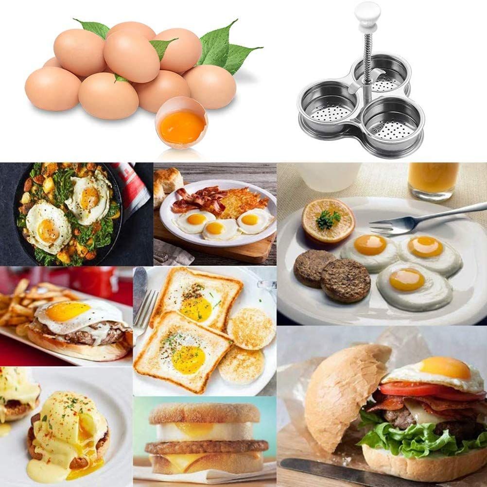 Egg Boiler Egg Poacher Durable Stainless Steel Egg Cups Kitchen Gadget Easy To Use For Poached Eggs Brunch Breakfast — image 2