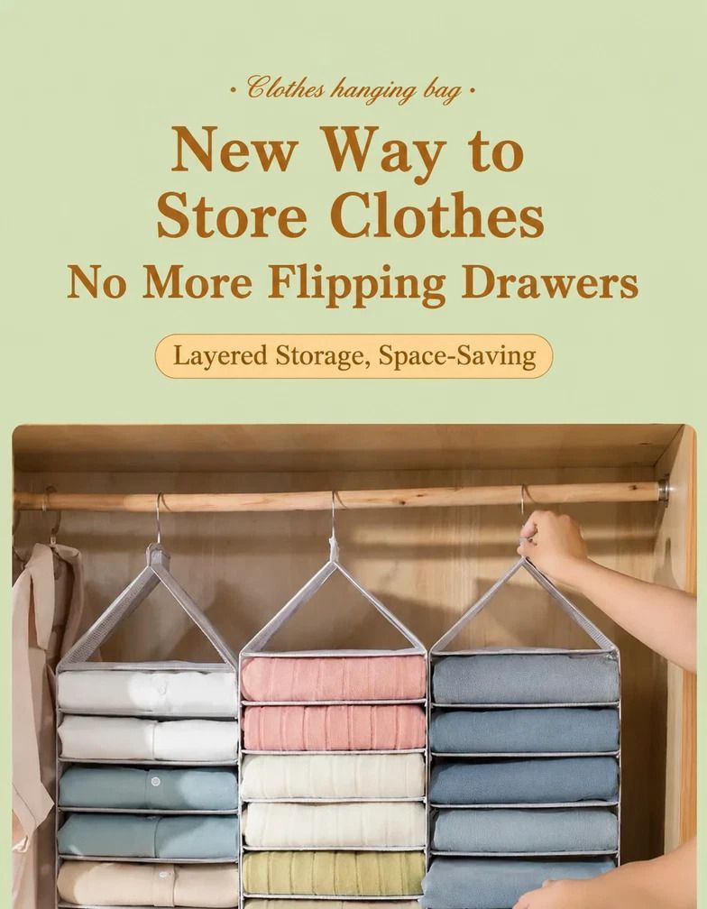 Robust PVC Multi-slot Hanging Clothes Holder, 9 layered sections to sort all trousers neatly, soft Forest Green — image 4