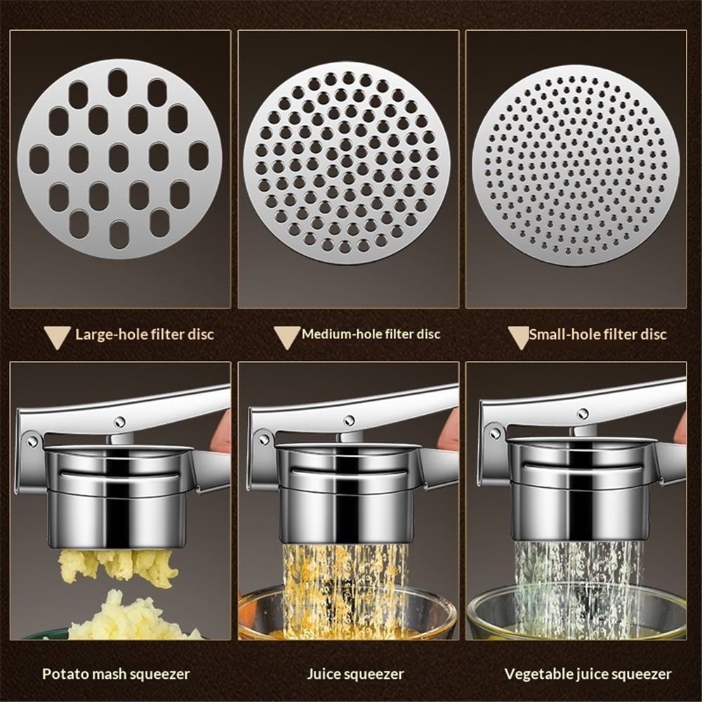 Potato Ricer Stainless Steel Masher, Large Capacity Potato Masher Kitchen Tool for Potatoes, Fruits, Vegetables and Baby Food, Juicer, Vegetable Strainer with — image 4