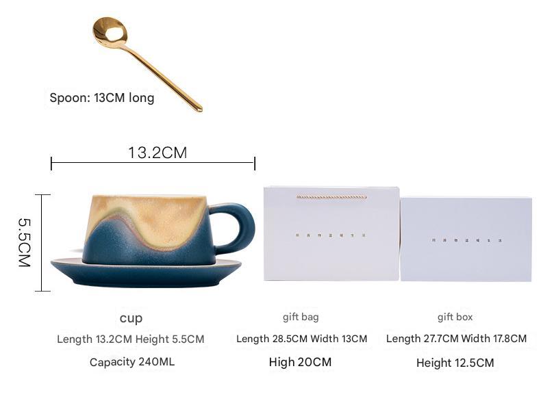 Artistic Ceramic Coffee Cup & Saucer Set with Spoon - Gradient Glaze, 240ml, Gift Boxed(pink) โ image 5