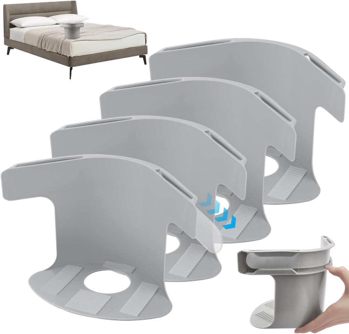 4-Pack Grey Fitted Sheet Clips, Non-Slip Mattress Corner Fasteners for Single and Double Beds