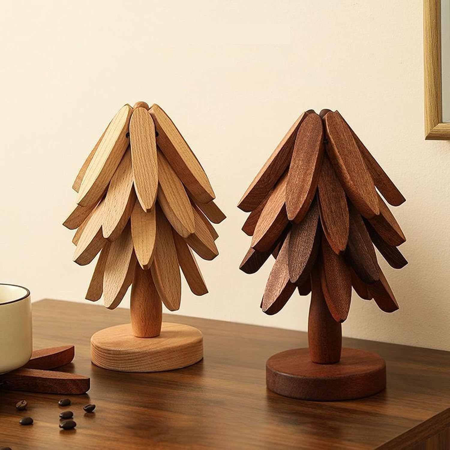 2-Piece Foldable Christmas Tree Design Pot Holders Set Decorative Heat Resistant Trivets with Holder for Hot Pans β image 5