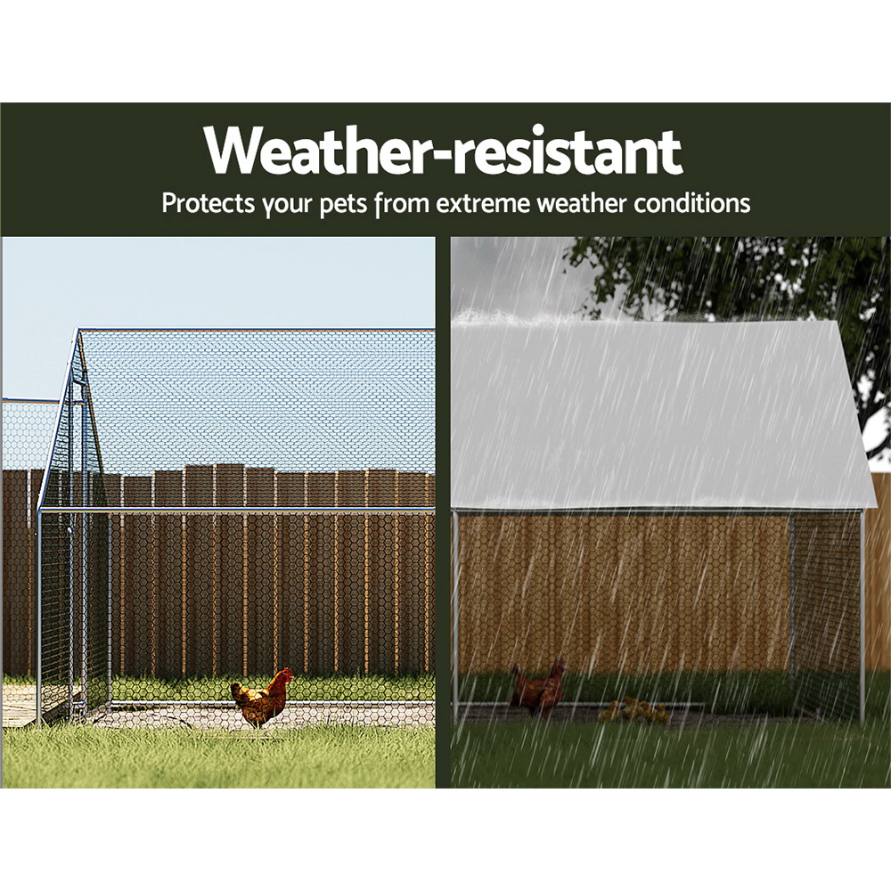 i.Pet Chicken Coop Cage 3x6x2m Galvanised Steel — image 3