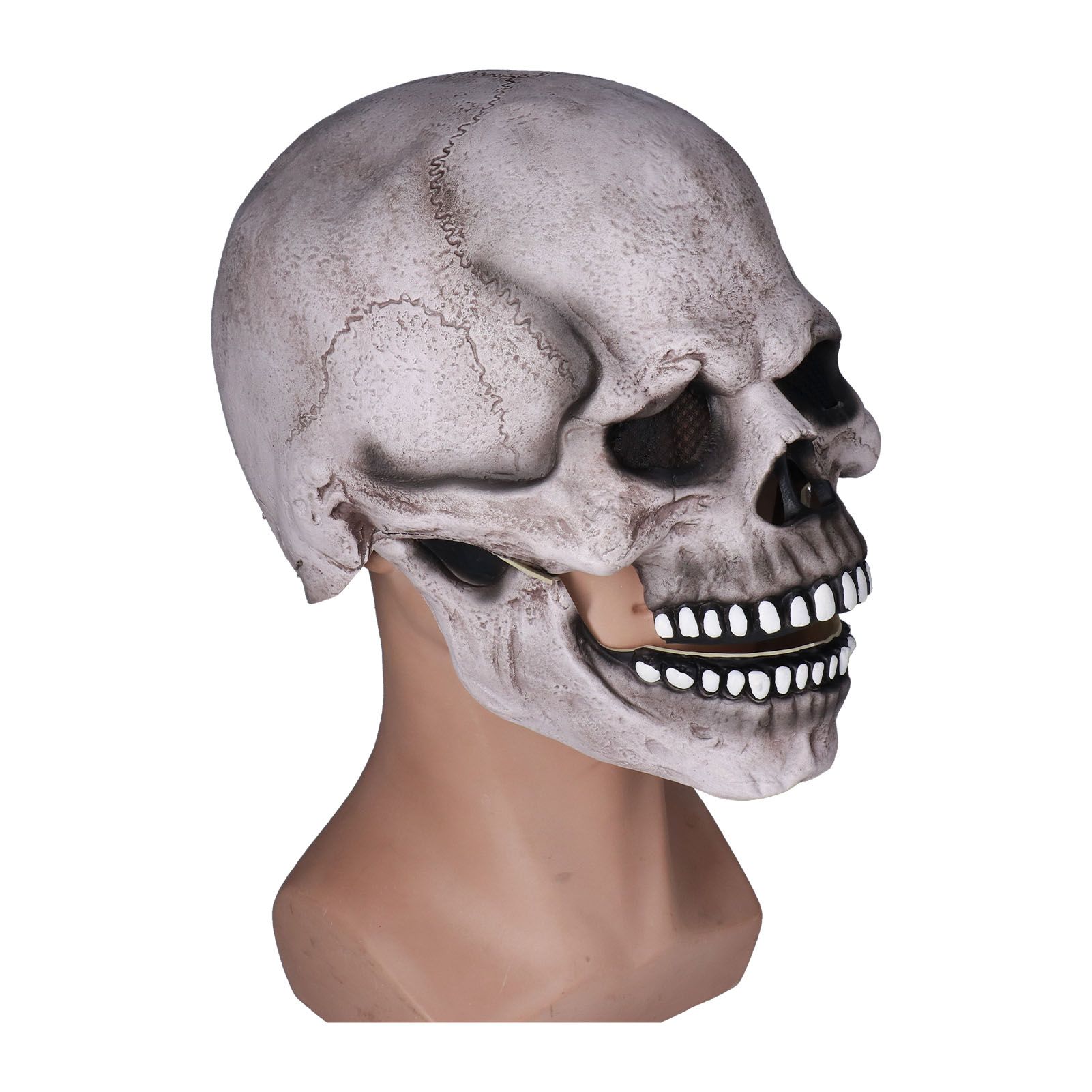 Scary Skull Mask with Movable Jaw Flexible Latex Halloween Costume Party Props Cosplay AccessoryDark Gray โ image 2