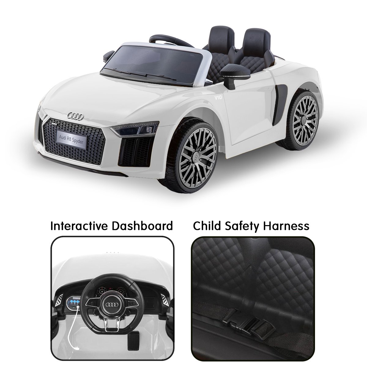Kahuna R8 Spyder Audi Licensed Kids Electric Ride On Car Remote Control - White โ image 3