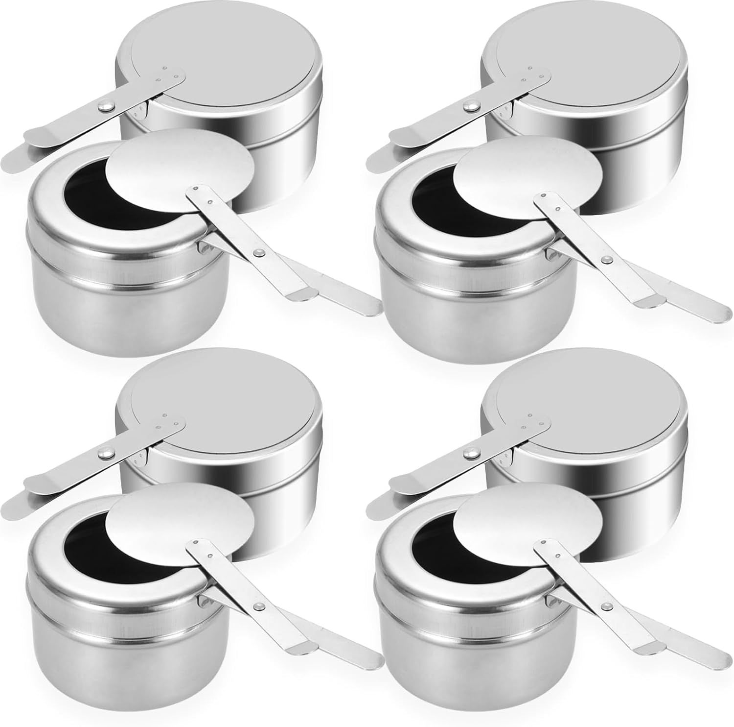 8 Pack Chafing Fuel Holder, Stainless Steel Chafe Wick Fuel Holder with Safety Cover Canned Heat Box Holder for Chafing Dish, Buffet, Barbecue, Parties