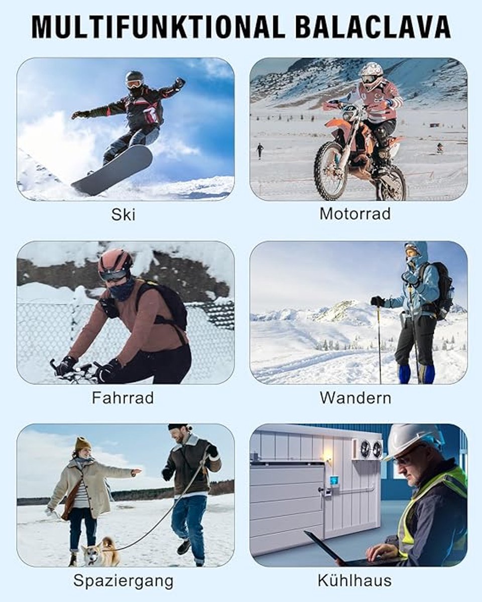 Face mask - Winter Sturmhaube Fahrrad Motorrad Ski Schlauchschal (Unisex) Black — image 5