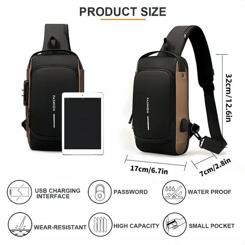 Multi-Function Password Lock Shoulder Bag Anti-Theft Crossbody Sling Bag Travel — image 3