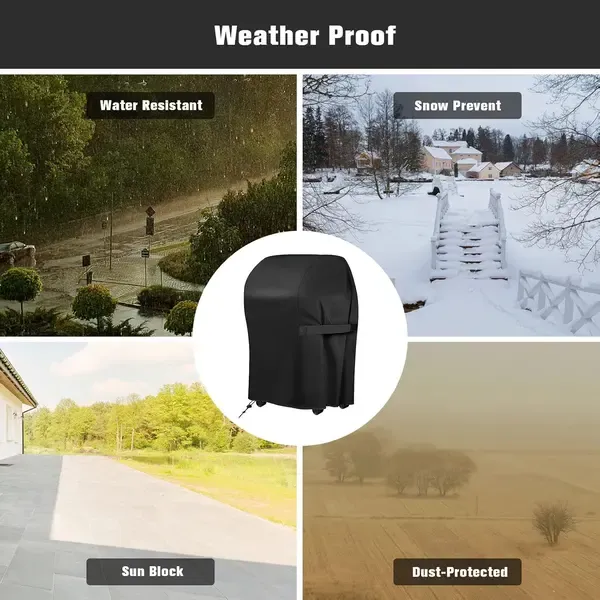 1 Piece Waterproof BBQ Grill Cover, UV-Resistant Oxford Fabric Outdoor Protector with Drawstring Closure, Black, 67 × 77 × 110 cm — image 4