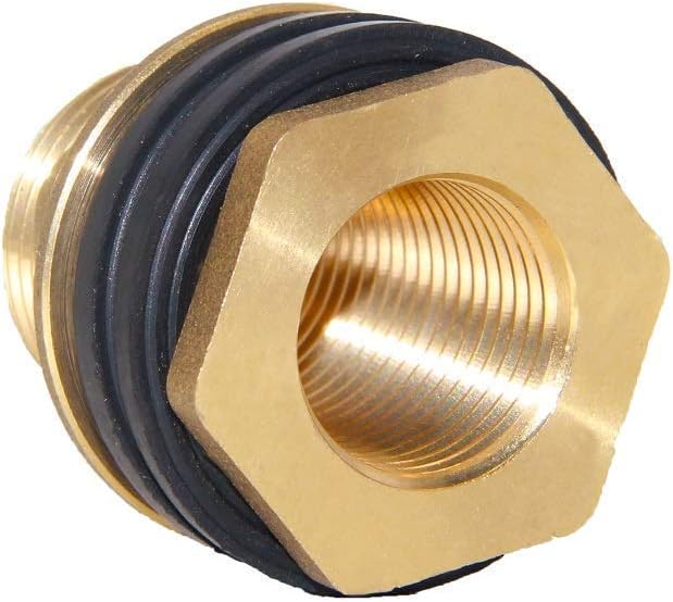 1/2" Female 3/4" Male Soild Brass Water Tank Connector Theaded Bulkhead Fitting With 2 Rubber Rings Stablizing โ image 4