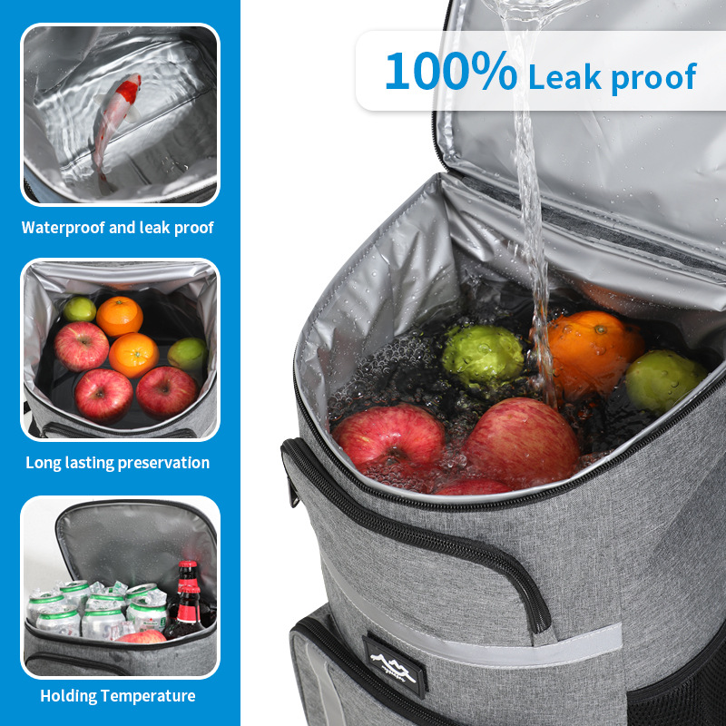 Insulated Cooler Backpack - Portable Outdoor Picnic and Beverage Bag with Bottle Opener (Khaki) — image 3