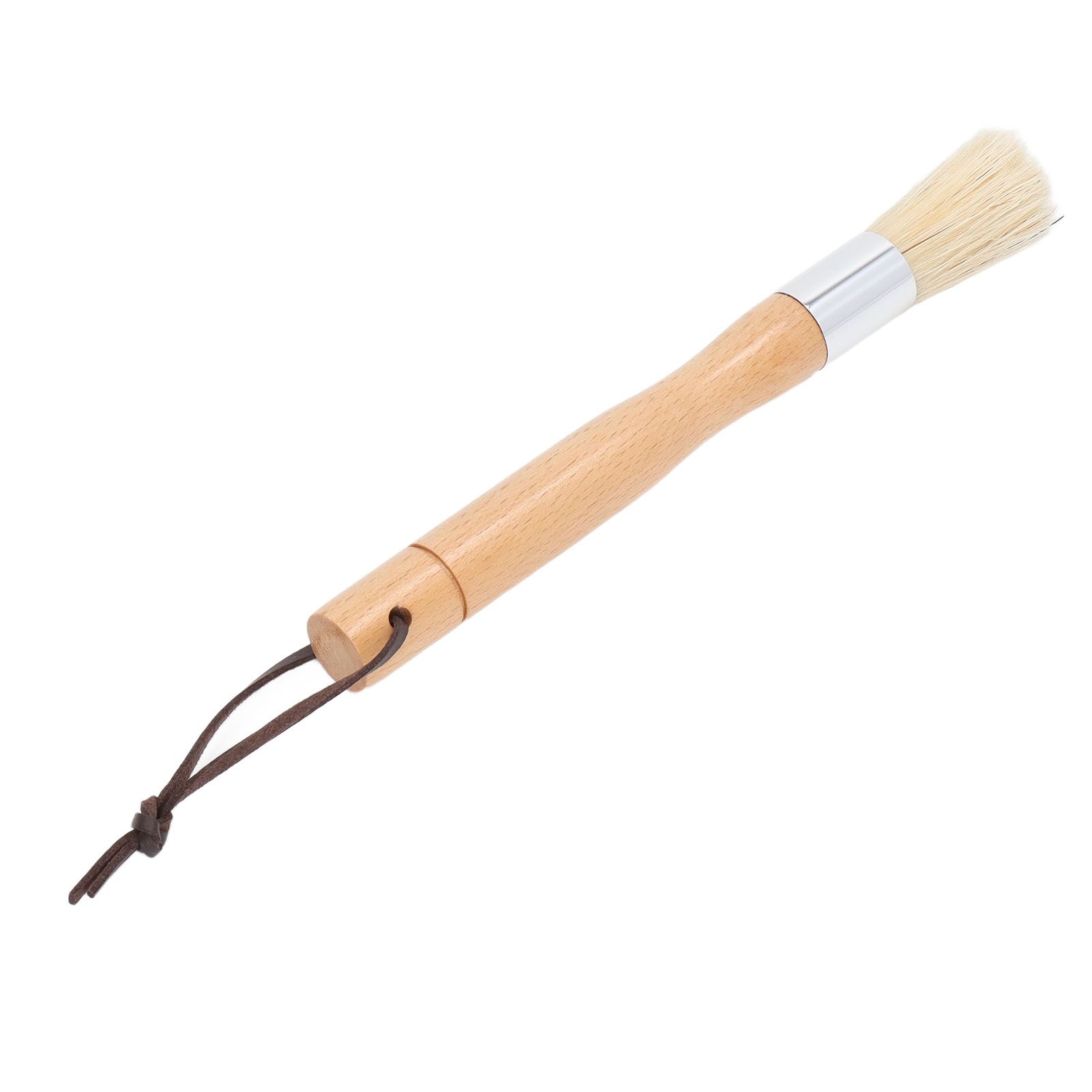 Coffee Grinder Cleaning Brush with Beech Handle Pig Hair Powder Cleaning Brush with Strap for Cafe — image 3