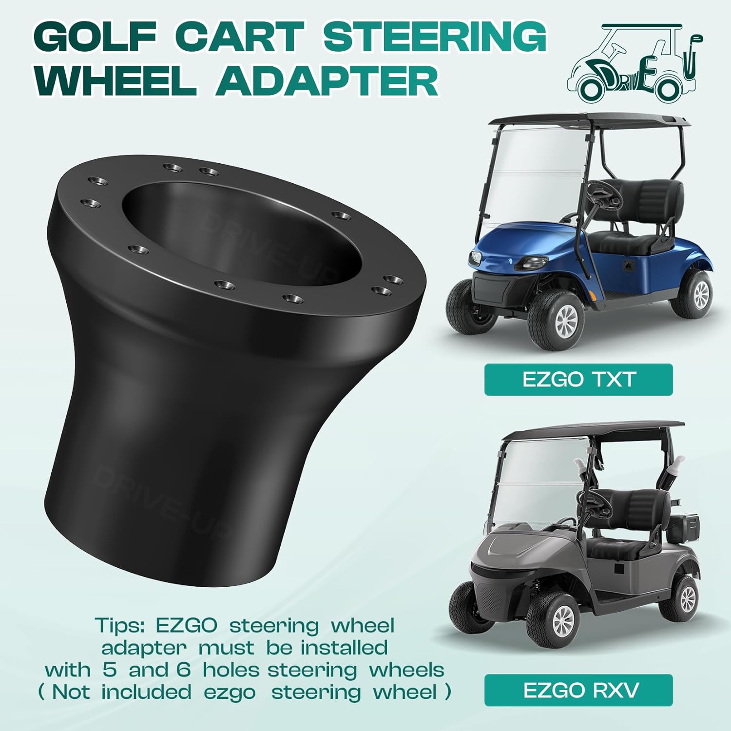 Golf Cart Steering Wheel Adapter, EZGO Adapter for TXT and RXV Models-Black โ image 3