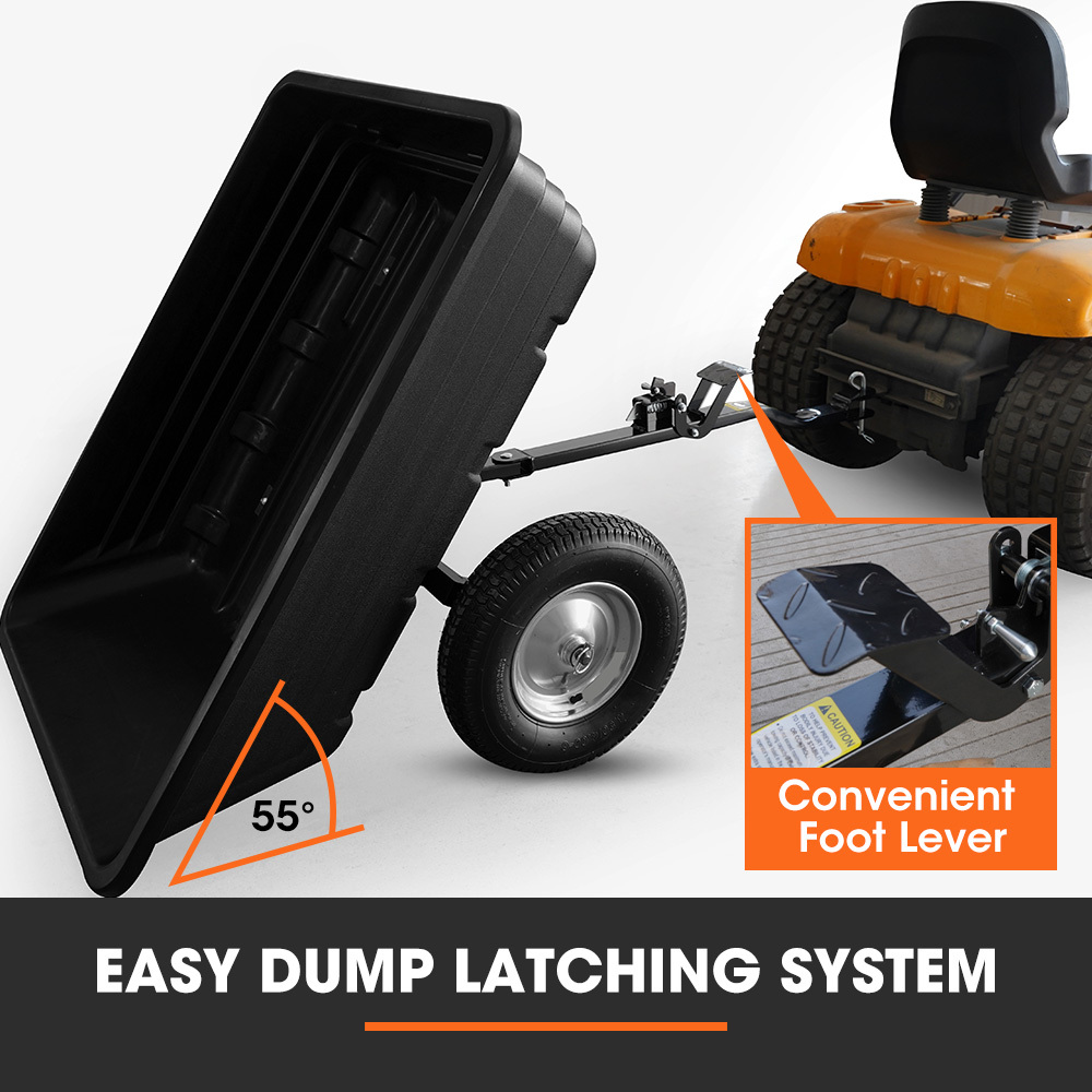 PlantCraft Poly Dump Cart, 272kg Load Heavy Duty Tipper Trailer, 16-inch Tyres, ATV, Quad Bike โ image 3