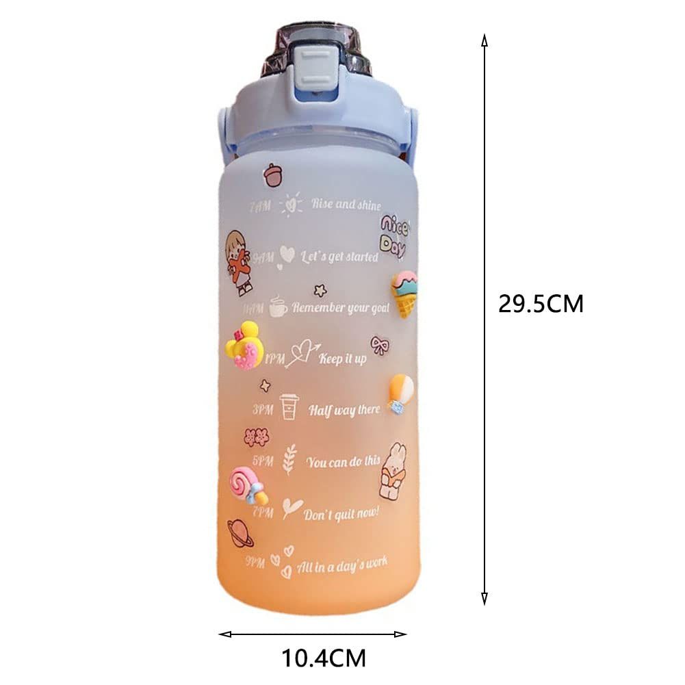 Cute Water Bottles Water Bottle with Straw and Stickers, 64oz Motivational Water Bottle with Time Marker — image 3