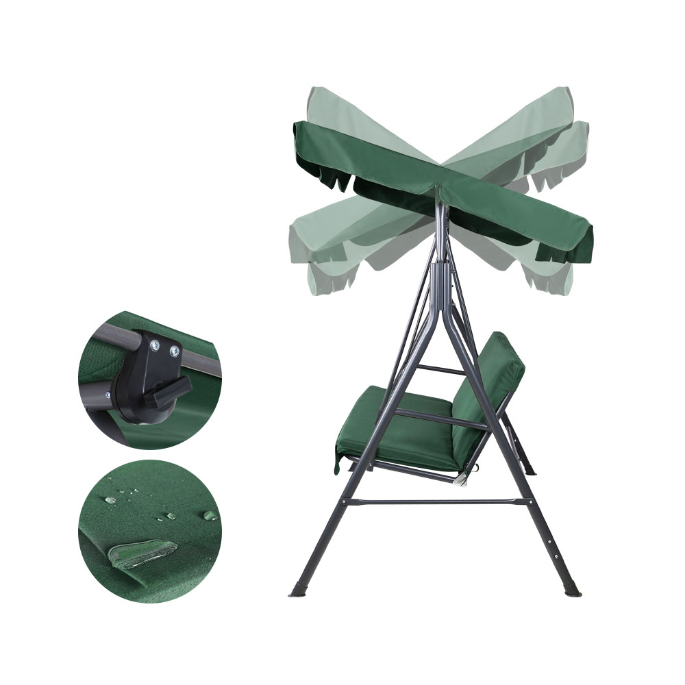 Gardeon Outdoor Swing Chair Garden Chair Bench Furniture Canopy 3 Seater Green โ image 3