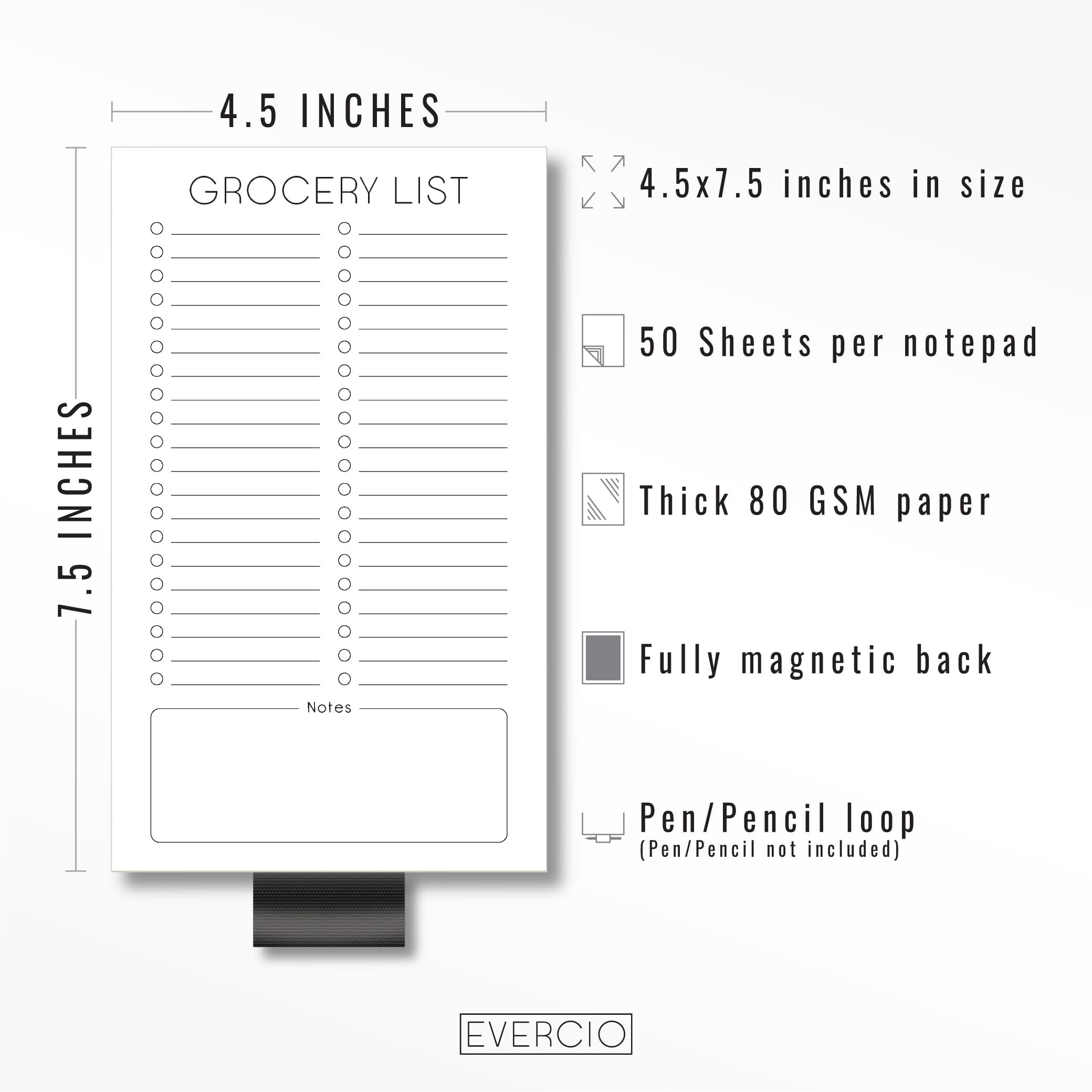 Grocery List Magnetic Notepad for Refrigerator | For Shopping Lists Minimalistic Memo Note Pad for Fridge — image 2