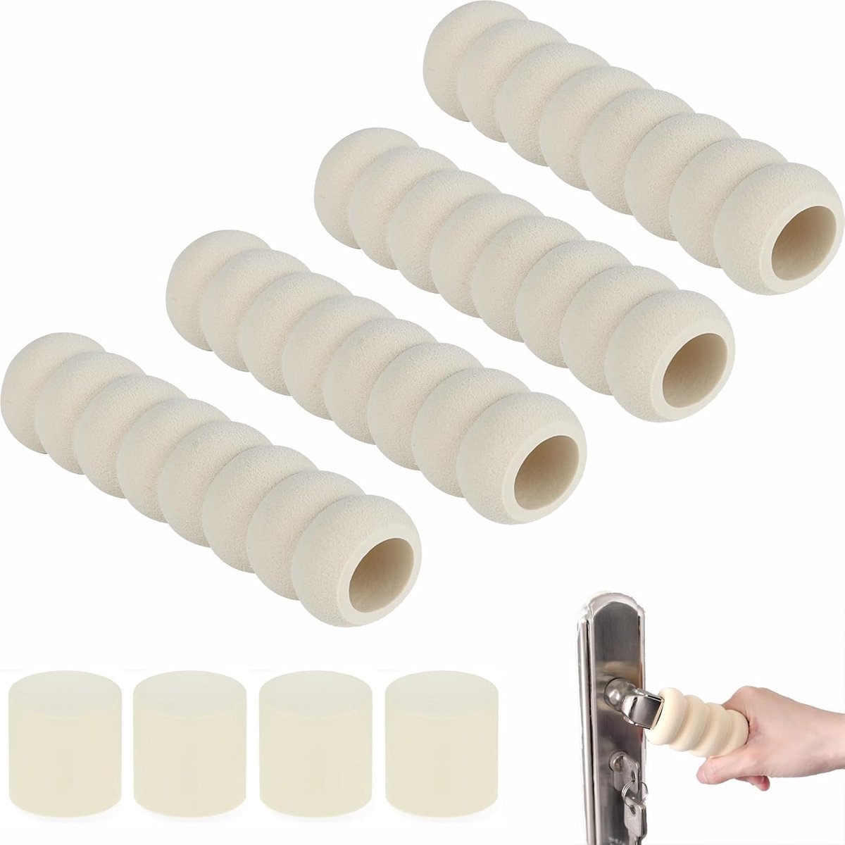 Door Stop - 4 Pieces - Wall Protector - Door Handle Protective Cover - Door Handle Buffers - Flexible Door Stoppers - Foam Door Handle Protector - Door