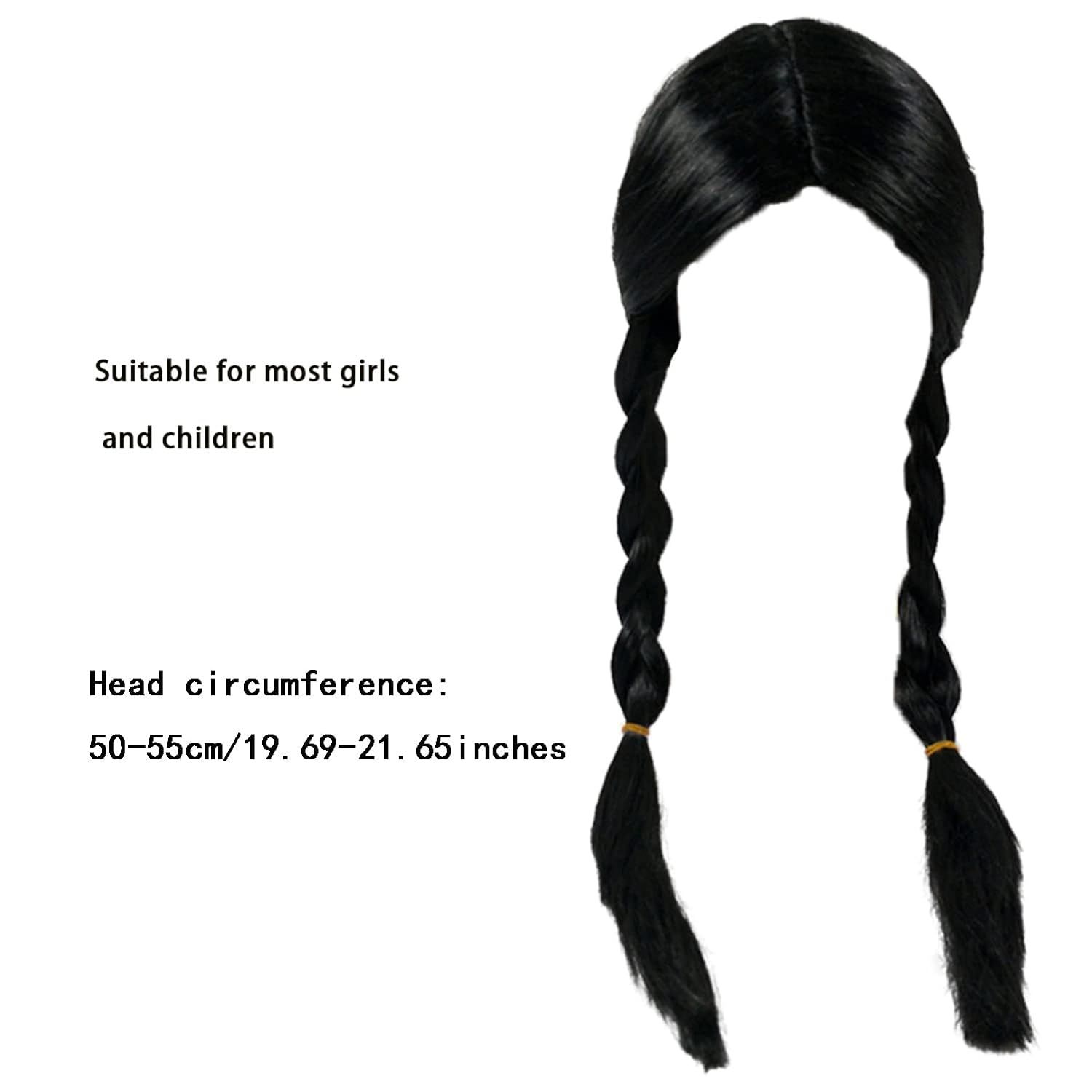 Black Braided Costume Wig Gothic Hair Wednesday Wigs for Halloween Cosplay Theme Party movie theme cosplay party