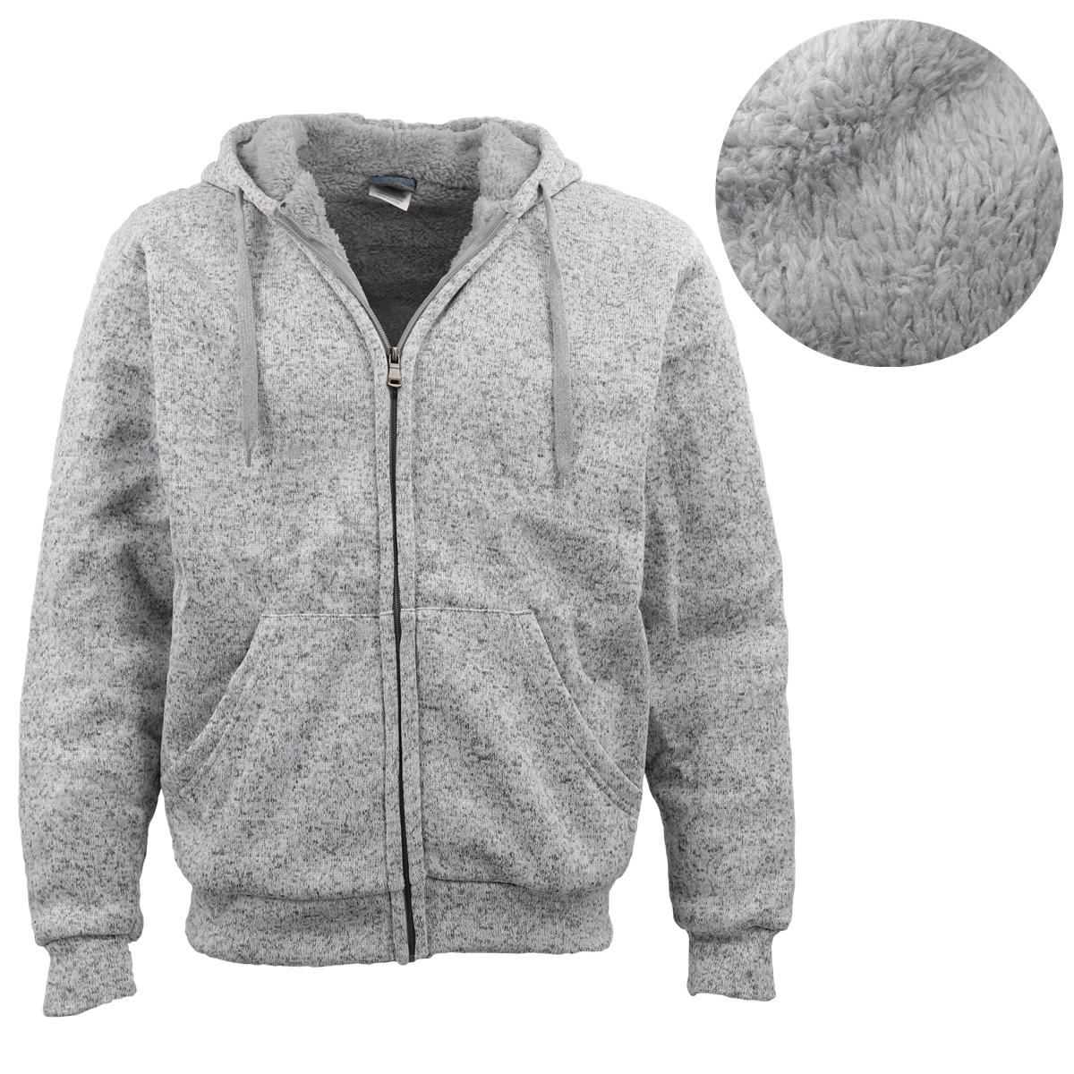 Men's Thick Zip Up Hooded Hoodie w Winter Sherpa Fur Jumper Coat Jacket Sweater, Dark Grey, 5XL — image 4