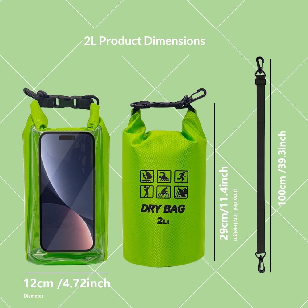 Waterproof Dry Bag, 2L - Roll Top Waterproof Pool Bag，Dry Bags for Kayaking Waterproof-/Phone Pouch,Large Waterproof Phone Pouch,（Green ） — image 5