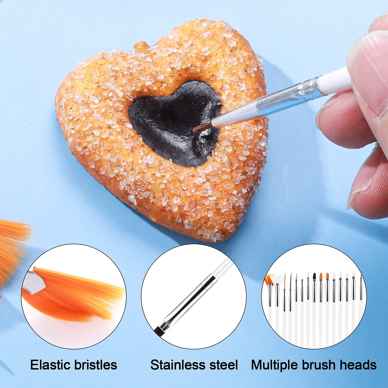 15pcs Painting Pen Nail Pen Cake Painting Brushes, Cake Decorating Brushes Kit, Food Paint Brush Tools, Fondant Sugar (White) — image 2