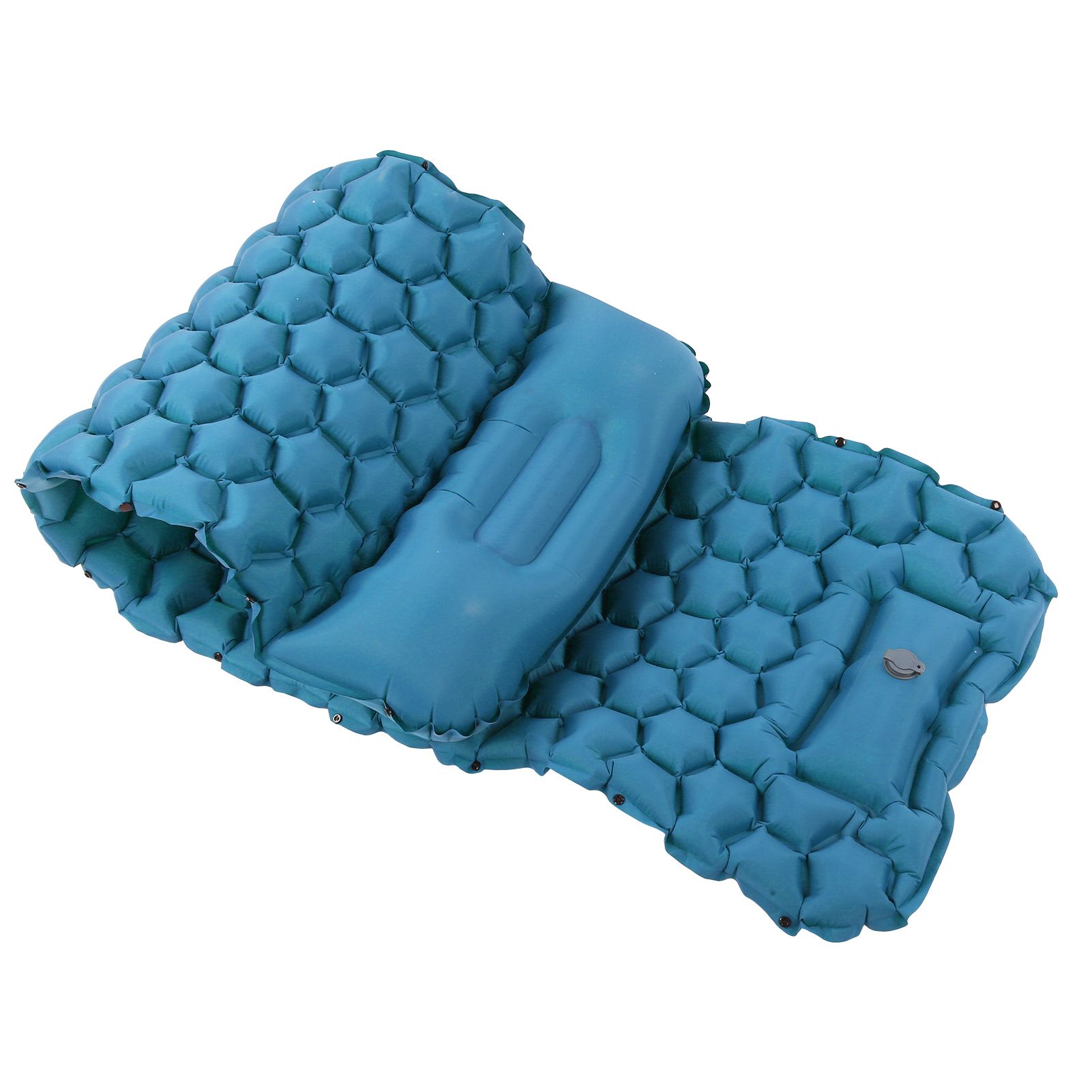 Camping Sleeping Pad Mat Foot Press Inflatable Cushion Mattress for Tent Hiking TravelPeacock Blue — image 5