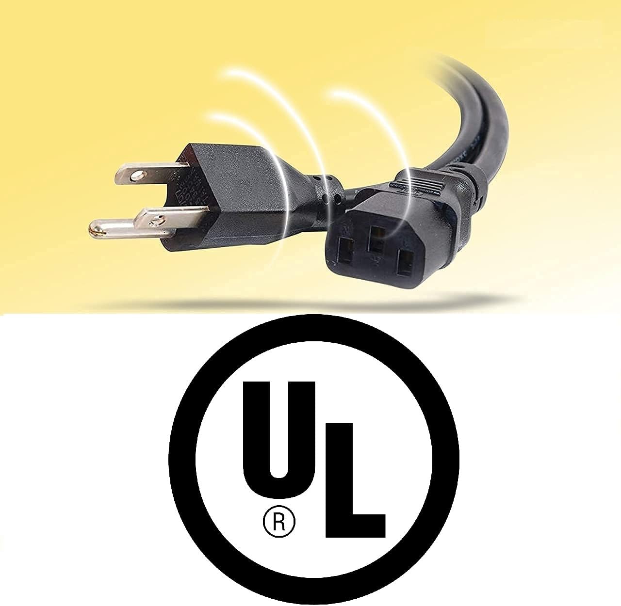 Universal PC Power Cord - 3 Prong AC Power Cable Replacement for Computer, Monitor, Scanner, Printer - IEC 320 C13 to NEMA 5-15P, 18awg, 125V 10 Amp (6-FEET) โ image 6