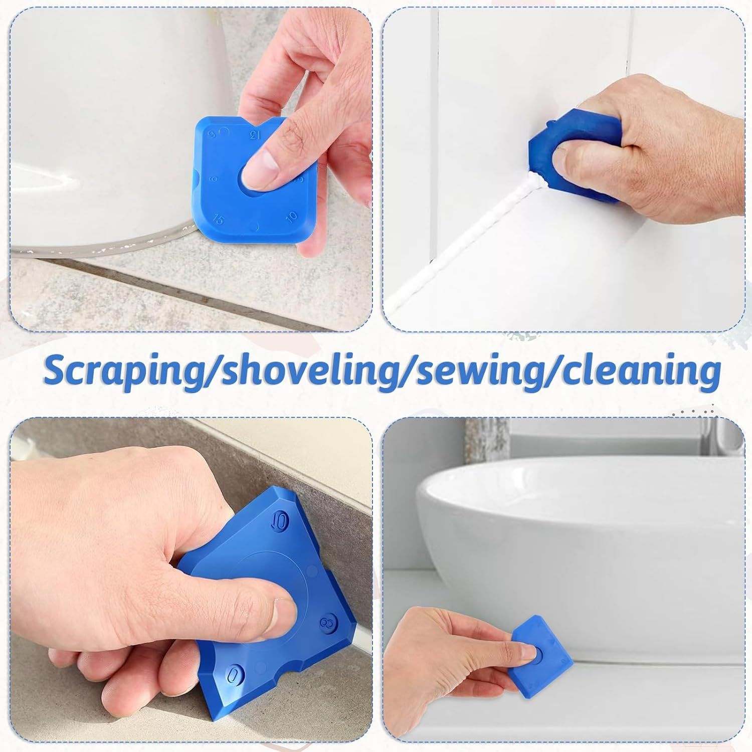 10 PCS Silicone Caulking Tool Set, Sealant Finishing Tool, Caulk Remover Tool, Portable Sealant Scraper, Reuse Grout Scraper for Kitchen Bathroom Floor Window — image 4